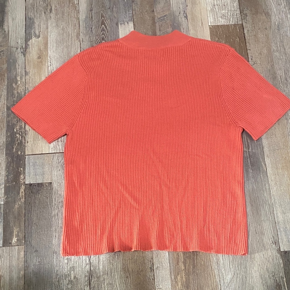 Requirements Orange Ribbed Blouse - Picture 5 of 10